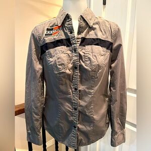 Woman Harley-Davidson XS long sleeve gray collared button down screaming eagle